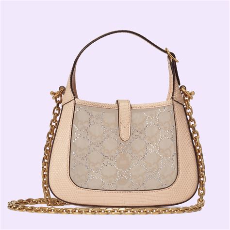 lizard gucci jackie with crystals|Gucci Jackie 1961 mini crystal GG lizard bag.